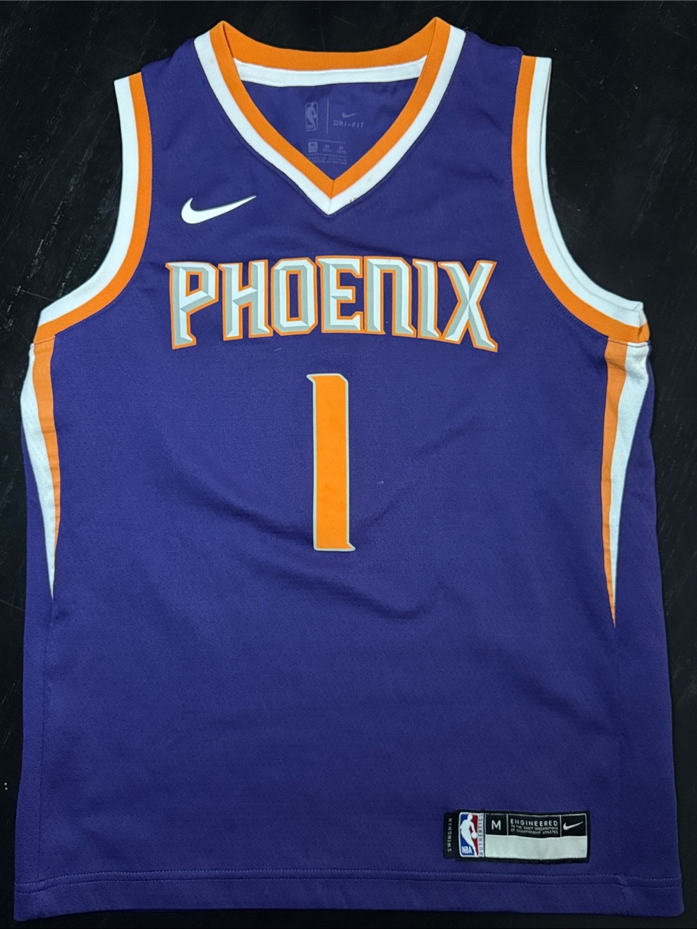 Nike Phoenix Purple and Orange Kids Basketball Jersey #1 Booker